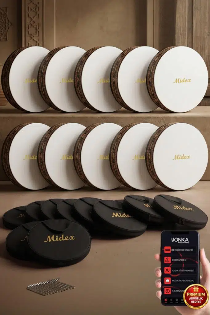 Midex BR-911X 10'lu Bendir Def Toptan Paket Akort Ayarlı EL Tutma Oyuklu Çantalı Midex BR-911X 10'lu Bendir Def Toptan Paket Akort Ayarlı EL Tutma Oyuklu Çantalı