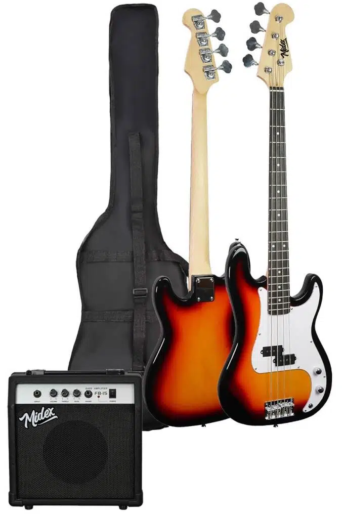 Midex CBG-460SB 46 İNÇ 4/4 Yetişkin Amfili Bas Gitar Seti Sunburs