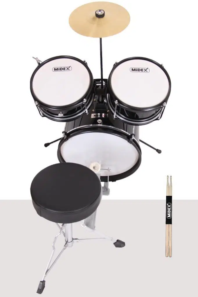Midex CD300X-BK Akustik Junior Çocuk Baterisi Davulu Seti 5-14 Yaş İçin Full Set