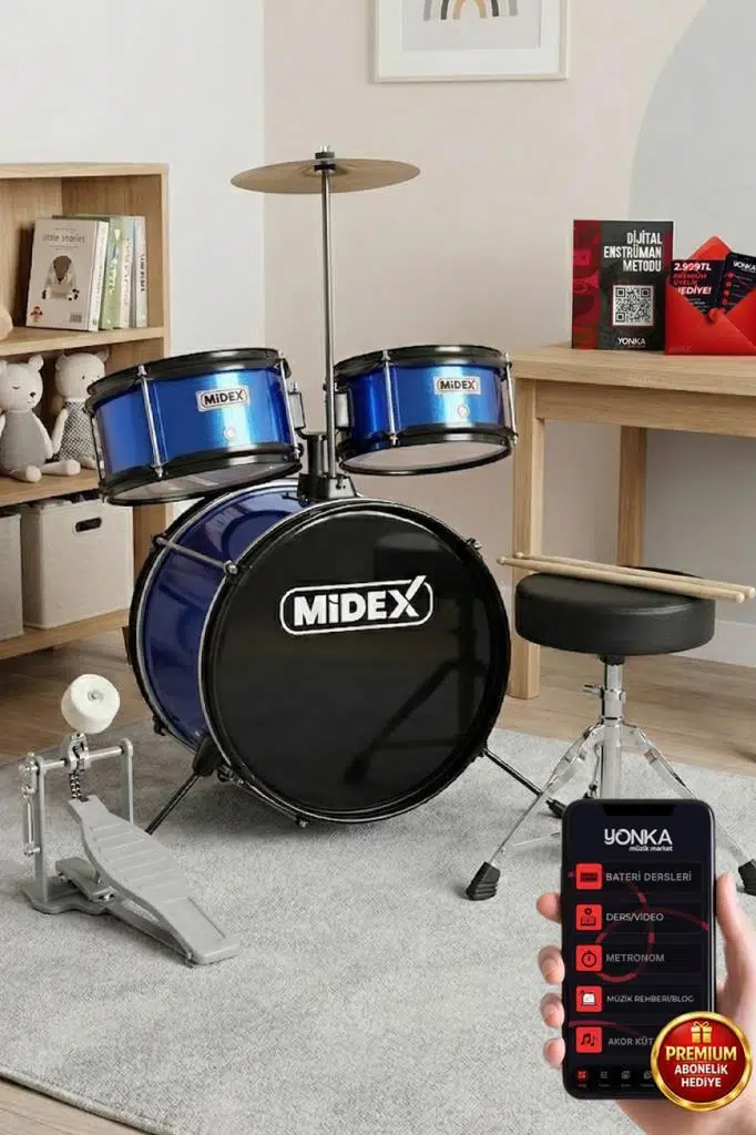 Midex CD300X-BL Akustik Junior Çocuk Baterisi Davulu Seti 5-14 Yaş İçin Full Set Midex CD300X-BL Akustik Junior Çocuk Baterisi Davulu Seti 5-14 Yaş İçin Full Set