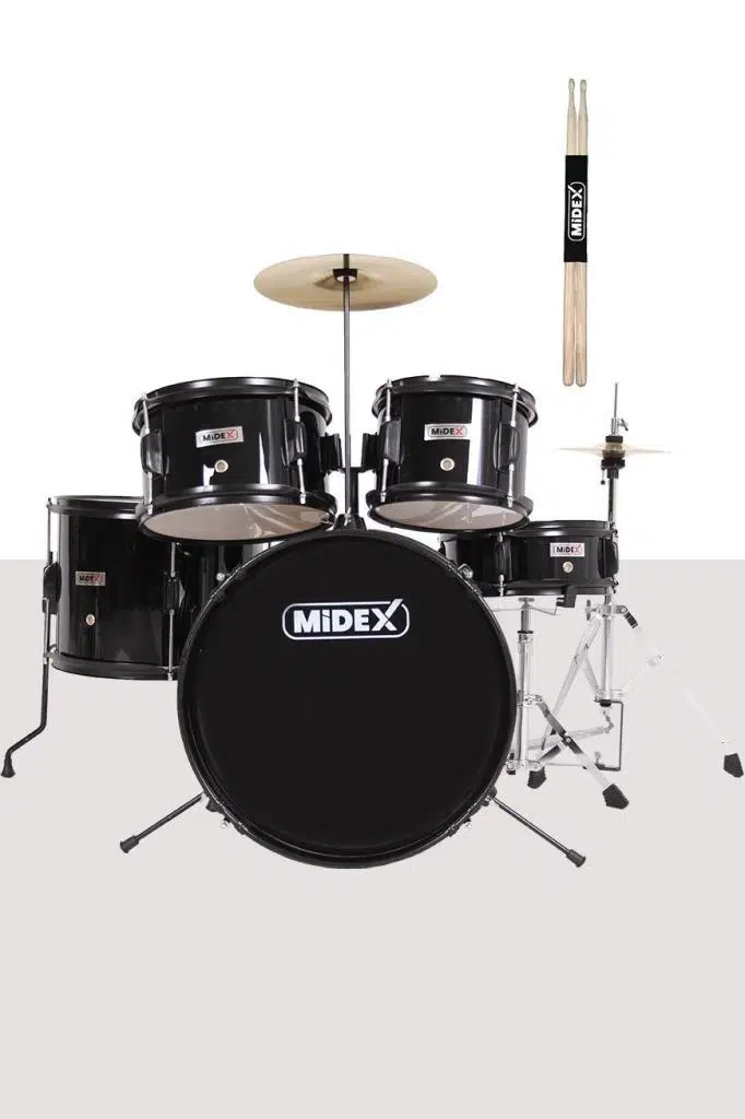 Midex CD500X-BK Akustik Junior Çocuk Baterisi Davul Seti 5-18 Yaş İçin Full Set
