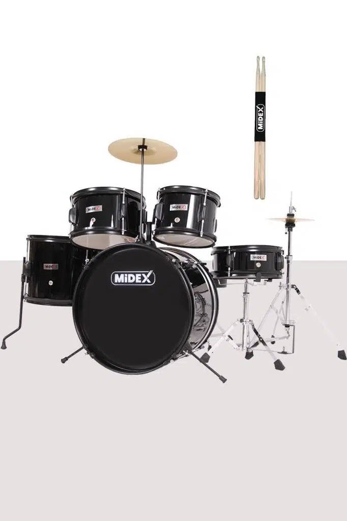 Midex CD500X-BK Akustik Junior Çocuk Baterisi Davul Seti 5-18 Yaş İçin Full Set