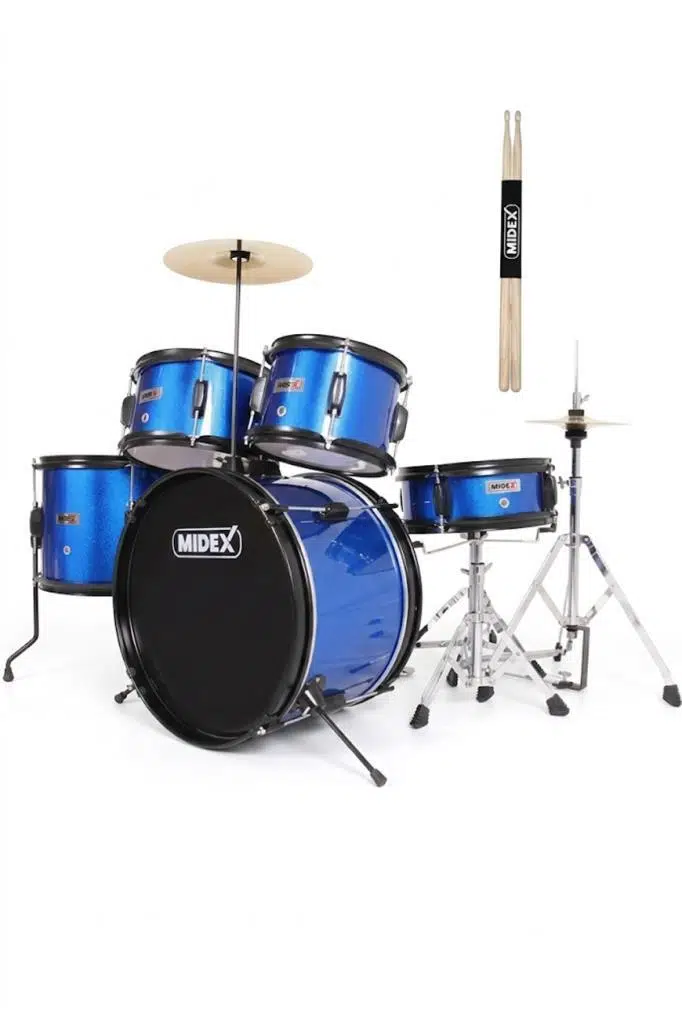 Midex CD500X-BL Akustik Junior Çocuk Baterisi Davul Seti 5-18 Yaş İçin Full Set