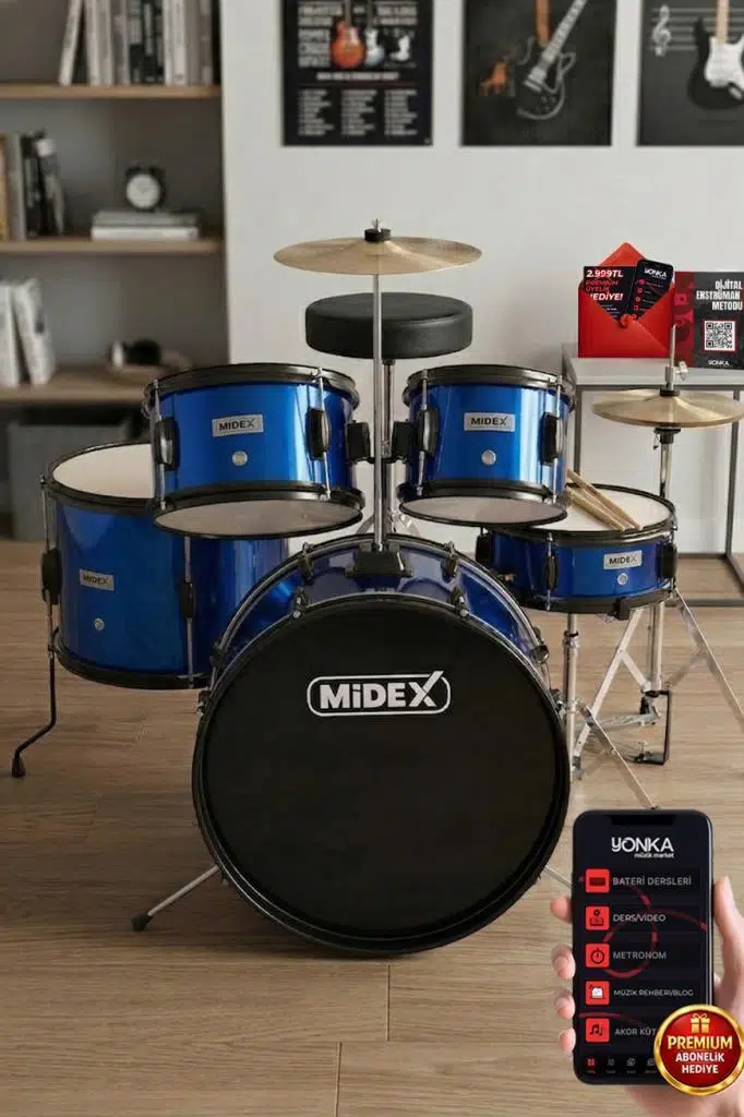 Midex CD500X-BL Akustik Junior Çocuk Baterisi Davul Seti 5-18 Yaş İçin Full Set Midex CD500X-BL Akustik Junior Çocuk Baterisi Davul Seti 5-18 Yaş İçin Full Set