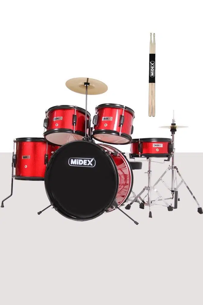 Midex CD500X-RD Akustik Junior Çocuk Baterisi Davulu Seti 5-18 Yaş İçin Full Set