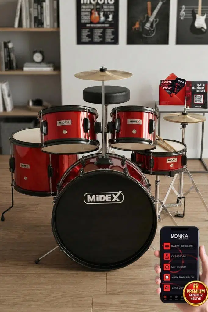 Midex CD500X-RD Akustik Junior Çocuk Baterisi Davulu Seti 5-18 Yaş İçin Full Set Midex CD500X-RD Akustik Junior Çocuk Baterisi Davulu Seti 5-18 Yaş İçin Full Set