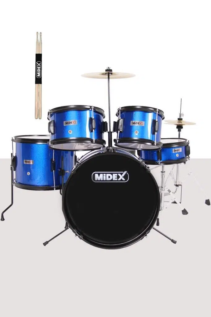 Midex CD500XBL Akustik Junior Çocuk Baterisi Davul Seti 5-18 Yaş İçin Full Set