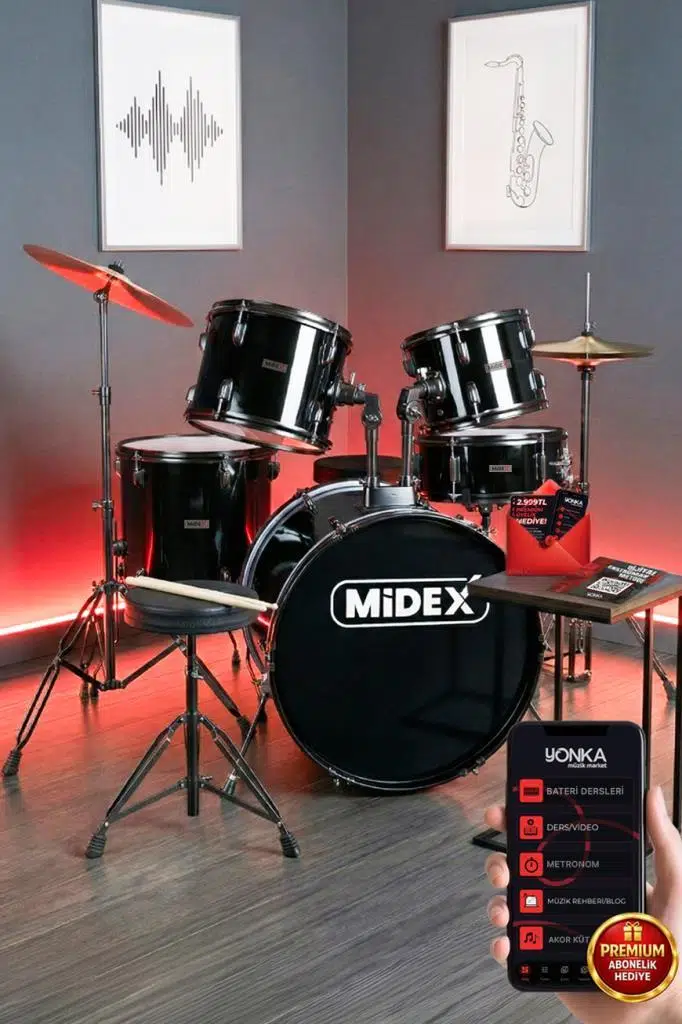 Midex CD900X-BK 22'' Yetişkin Akustik Bateri Davul Seti 22B-13T-12T-16F-14S (5 Parça) Midex CD900X-BK 22'' Yetişkin Akustik Bateri Davul Seti 22B-13T-12T-16F-14S (5 Parça)