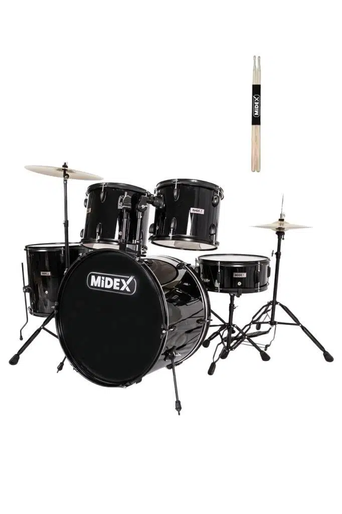 Midex CD900X-BK 22'' Yetişkin Akustik Bateri Davul Seti 22B-13T-12T-16F-14S (5 Parça)