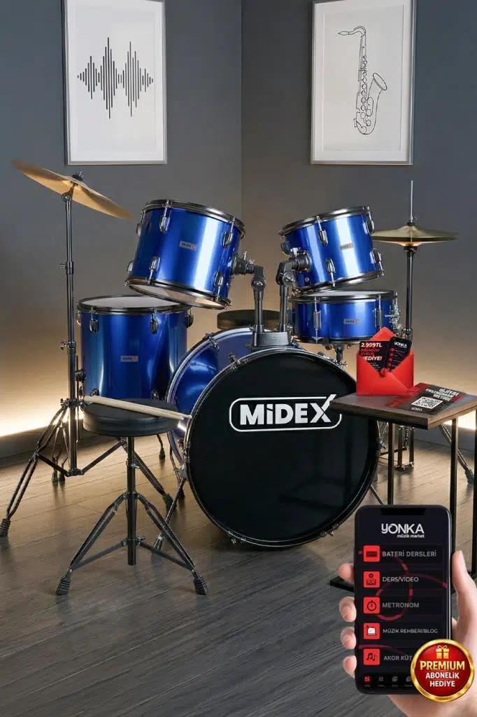 Midex CD900X-BL 22'' Yetişkin Akustik Bateri Davul Seti 22B-13T-12T-16F-14S (5 Parça) Midex CD900X-BL 22'' Yetişkin Akustik Bateri Davul Seti 22B-13T-12T-16F-14S (5 Parça)
