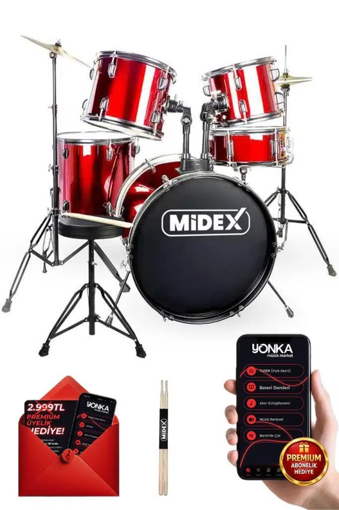 Midex CD900X-RD 22`` Yetişkin Akustik Bateri Davul Seti 22B-13T-12T-16F-14S (5 Parça) Midex CD900X-RD 22`` Yetişkin Akustik Bateri Davul Seti 22B-13T-12T-16F-14S (5 Parça)