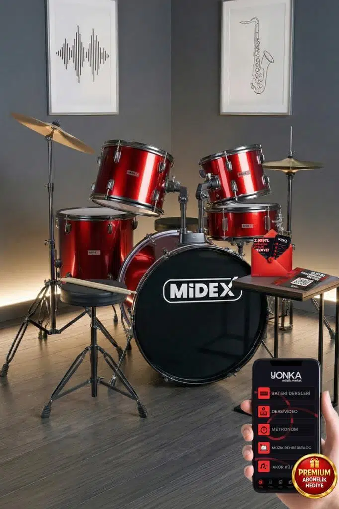 Midex CD900X-RD 22'' Yetişkin Akustik Bateri Davul Seti 22B-13T-12T-16F-14S (5 Parça) Midex CD900X-RD 22'' Yetişkin Akustik Bateri Davul Seti 22B-13T-12T-16F-14S (5 Parça)
