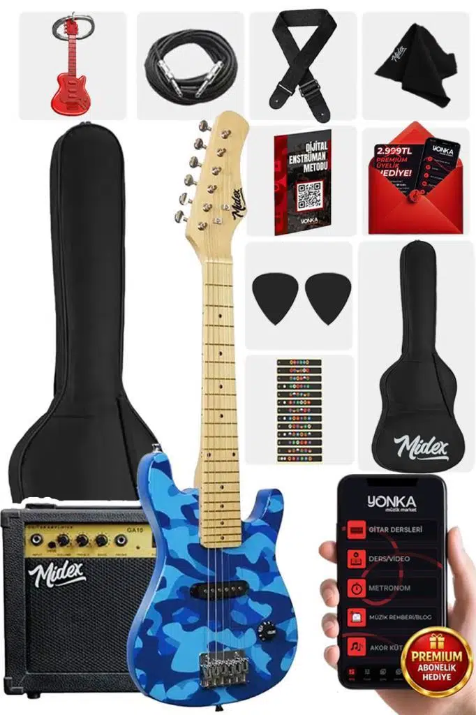 Midex CEG-30BS 4-6 Yaş Çocuklar İçin Amfili Full 1/4 30 İnç Elektro Gitar Seti Midex CEG-30BS 4-6 Yaş Çocuklar İçin Amfili Full 1/4 30 İnç Elektro Gitar Seti