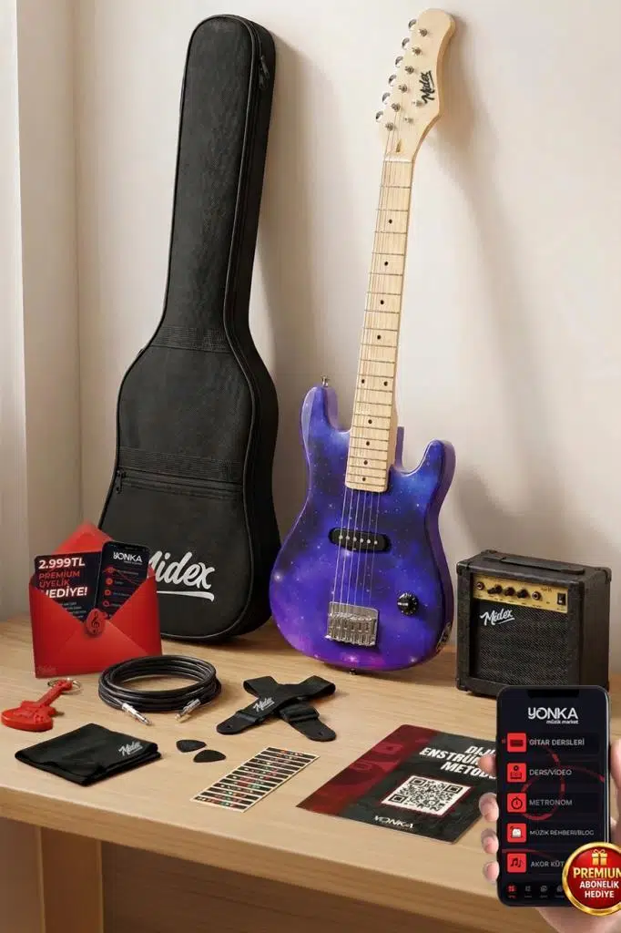 Midex CEG-30PU 4-6 Yaş Çocuklar İçin Amfili Full 1/4 30 İnç Elektro Gitar Seti Mor