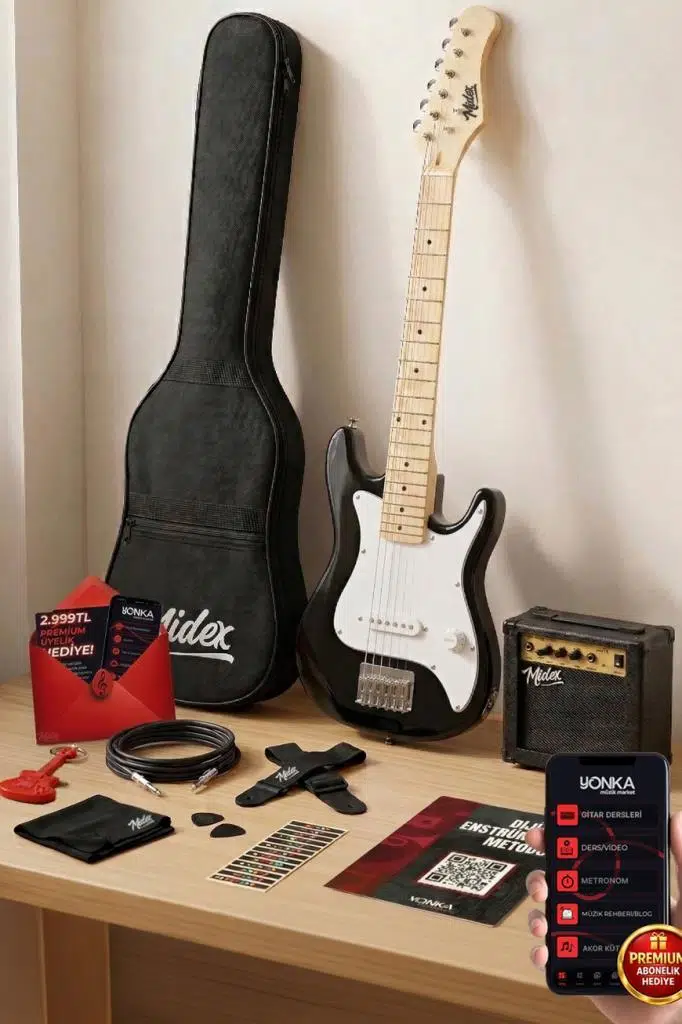 Midex CEG-30WB 4-6 Yaş Çocuklar İçin Amfili Full 1/4 30 İnç Elektro Gitar Seti White Black Midex CEG-30WB 4-6 Yaş Çocuklar İçin Amfili Full 1/4 30 İnç Elektro Gitar Seti White Black