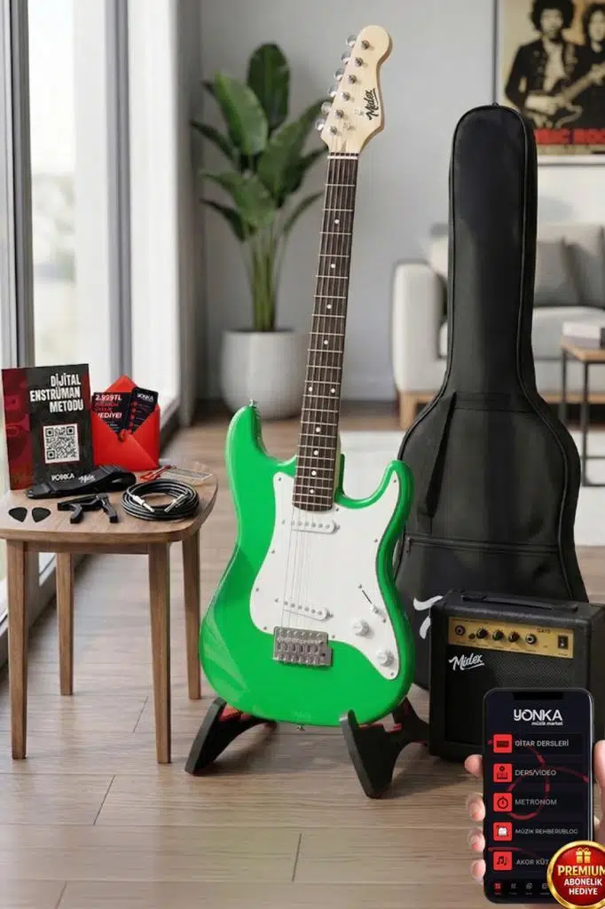 Midex CEG-36GR 8-12 Yaş Çocuklar İçin Amfili Full 3/4 36 İnç Elektro Gitar Seti Yeşil Midex CEG-36GR 8-12 Yaş Çocuklar İçin Amfili Full 3/4 36 İnç Elektro Gitar Seti Yeşil