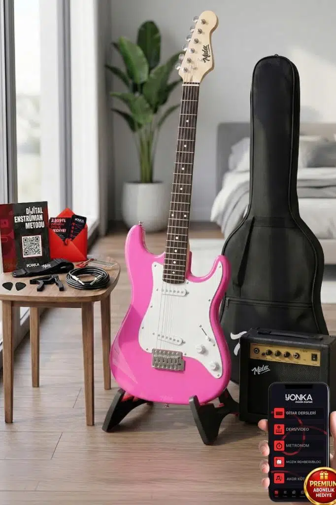 Midex CEG-36PK 8-12 Yaş Çocuklar İçin Amfili Full 3/4 36 İnç Elektro Gitar Seti Pembe Midex CEG-36PK 8-12 Yaş Çocuklar İçin Amfili Full 3/4 36 İnç Elektro Gitar Seti Pembe