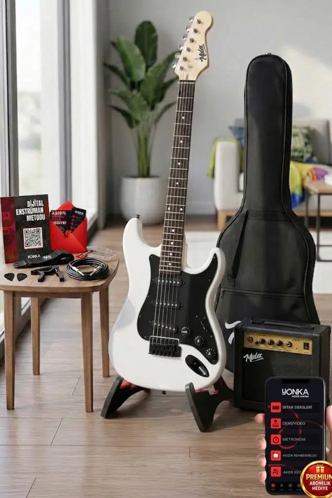 Midex CEG-36WH 8-12 Yaş Çocuklar İçin Amfili Full 3/4 36 İnç Elektro Gitar Seti White Midex CEG-36WH 8-12 Yaş Çocuklar İçin Amfili Full 3/4 36 İnç Elektro Gitar Seti White