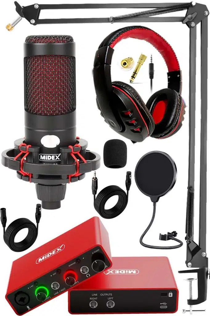 Midex Central-RD Pack-2 Stüdyo Kayıt Ekipmanları GLX-700RD Ses Kartı CXN-30 Stüdyo Mikrofon Midex Central-RD Pack-2 Stüdyo Kayıt Ekipmanları GLX-700RD Ses Kartı CXN-30 Stüdyo Mikrofon