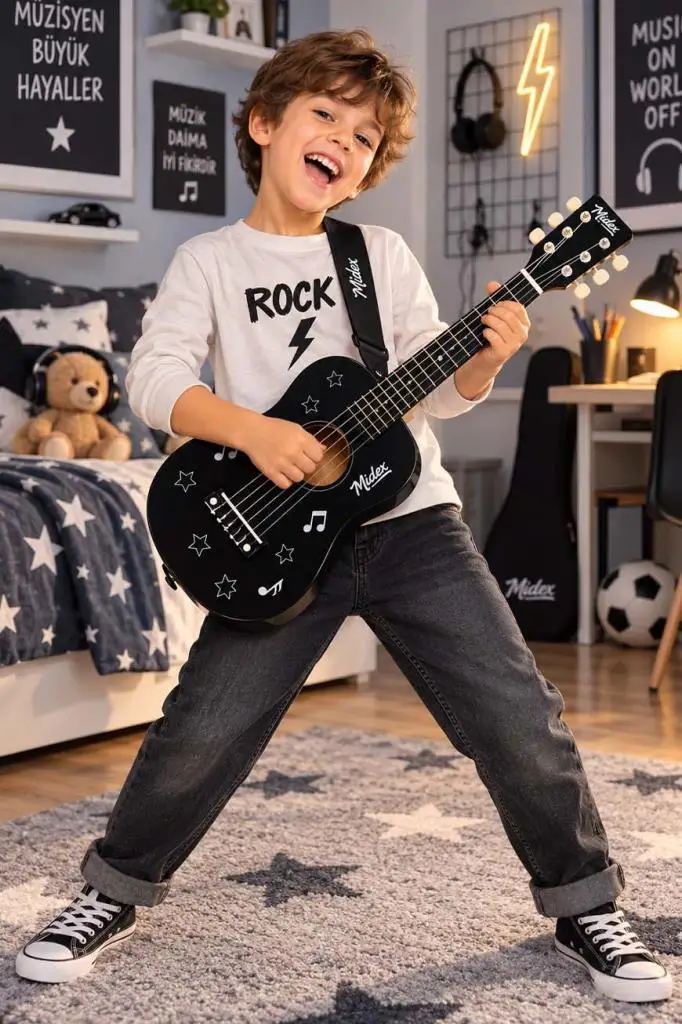 Midex CG-230BK Çocuk Klasik Gitar Seti 3-8 Yaş 23 İnç 58 cm Siyah Çocuk Gitarı Seti