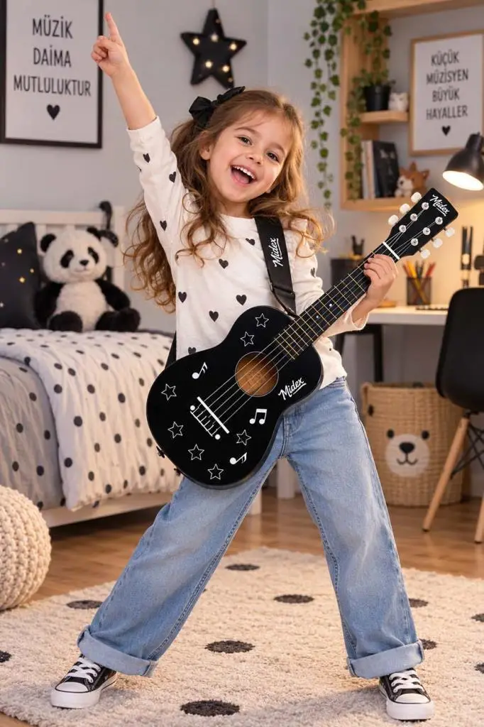 Midex CG-230BK Çocuk Klasik Gitar Seti 3-8 Yaş 23 İnç 58 cm Siyah Çocuk Gitarı Seti