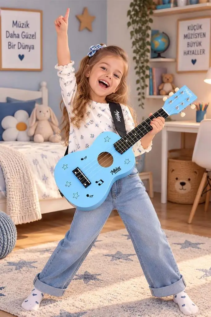 Midex CG-230BL Çocuk Klasik Gitar Seti 3-8 Yaş 23 İnç 58 cm Mavi Çocuk Gitarı Seti