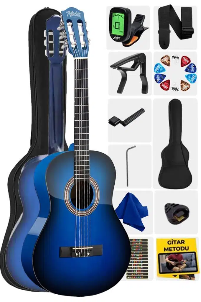 Midex CG-270BL Klasik Gitar 4/4 Yetişkin Boy Sap Ayarlı Full Set Midex CG-270BL Klasik Gitar 4/4 Yetişkin Boy Sap Ayarlı Full Set
