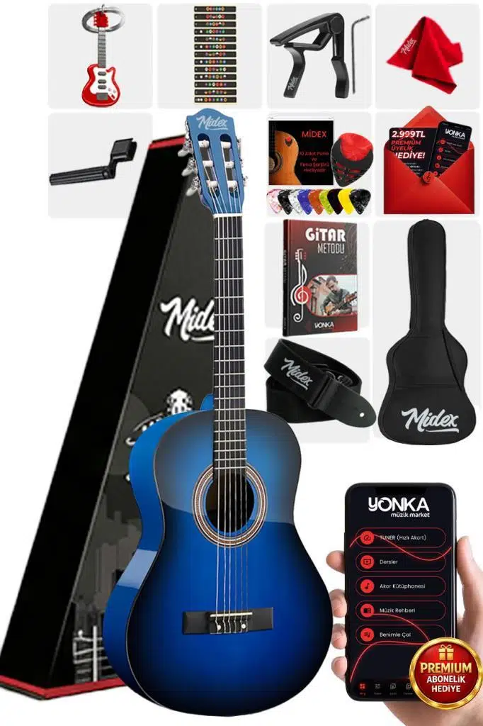 Midex CG-270BL Klasik Gitar 4/4 Yetişkin Boy Sap Ayarlı Full Set Midex CG-270BL Klasik Gitar 4/4 Yetişkin Boy Sap Ayarlı Full Set