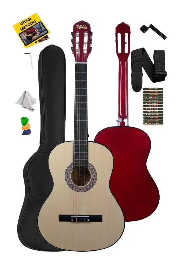 Midex CG-270NT Doğal Renk Klasik Gitar 4/4 Yetişkin Boy Sap Ayarlı Full Set