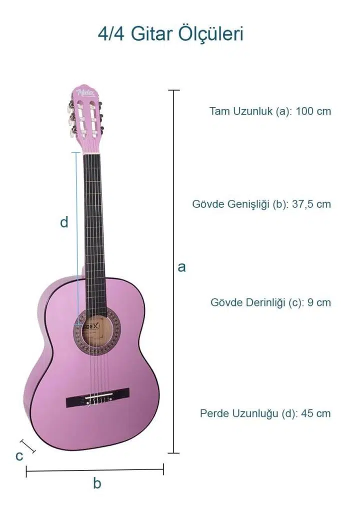 Midex CG-270PU Lila Renk Klasik Gitar 4/4 Yetişkin Boy Sap Ayarlı Full Set