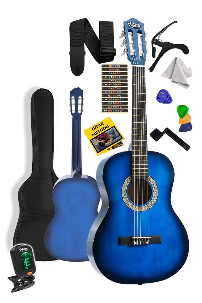 Midex CG-34BL-PAK Kaliteli 34 İnç 1/2 Juniur Çocuk Gitarı Seti 4-8 Yaş Arası (Tuner Çanta Capo Askı Nota Sticker Pena Metod) Midex CG-34BL-PAK Kaliteli 34 İnç 1/2 Juniur Çocuk Gitarı Seti 4-8 Yaş Arası (Tuner Çanta Capo Askı Nota Sticker Pena Metod)