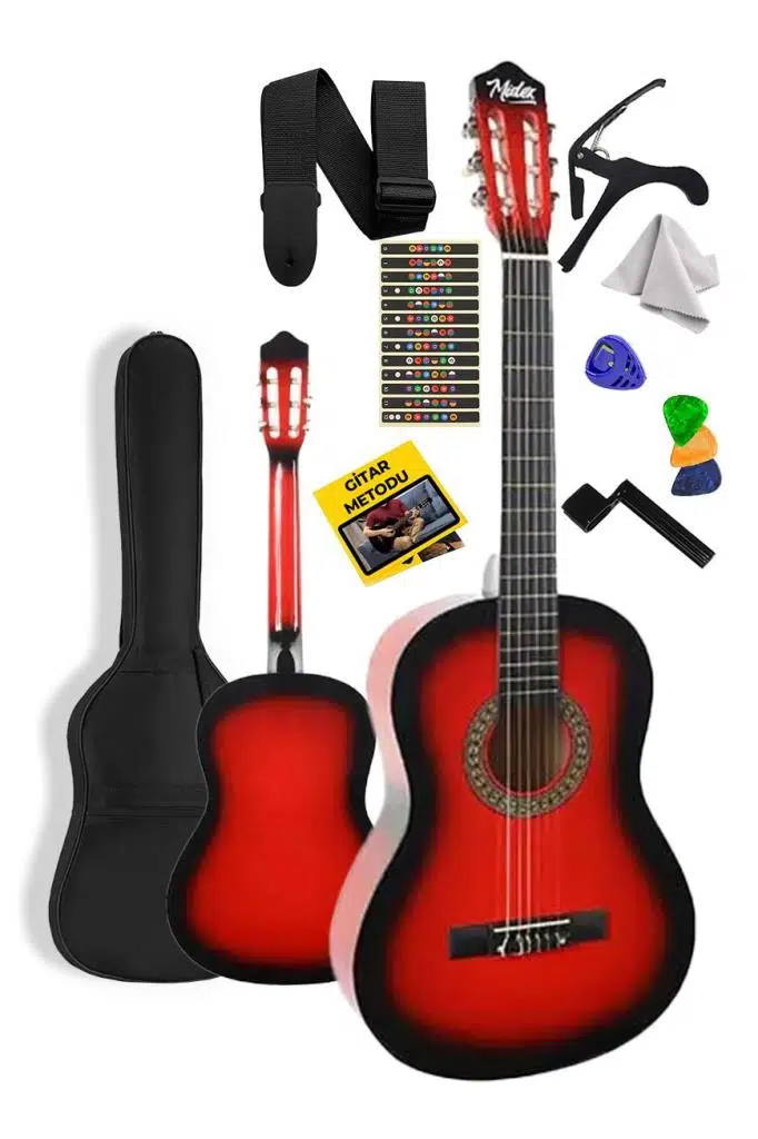 Midex CG-34RD Kaliteli 34 İnç 1/2 Juniur Çocuk Gitarı 4-8 Yaş Arası (Çanta Capo Nota Sticker Askı Pena Metod) Midex CG-34RD Kaliteli 34 İnç 1/2 Juniur Çocuk Gitarı 4-8 Yaş Arası (Çanta Capo Nota Sticker Askı Pena Metod)