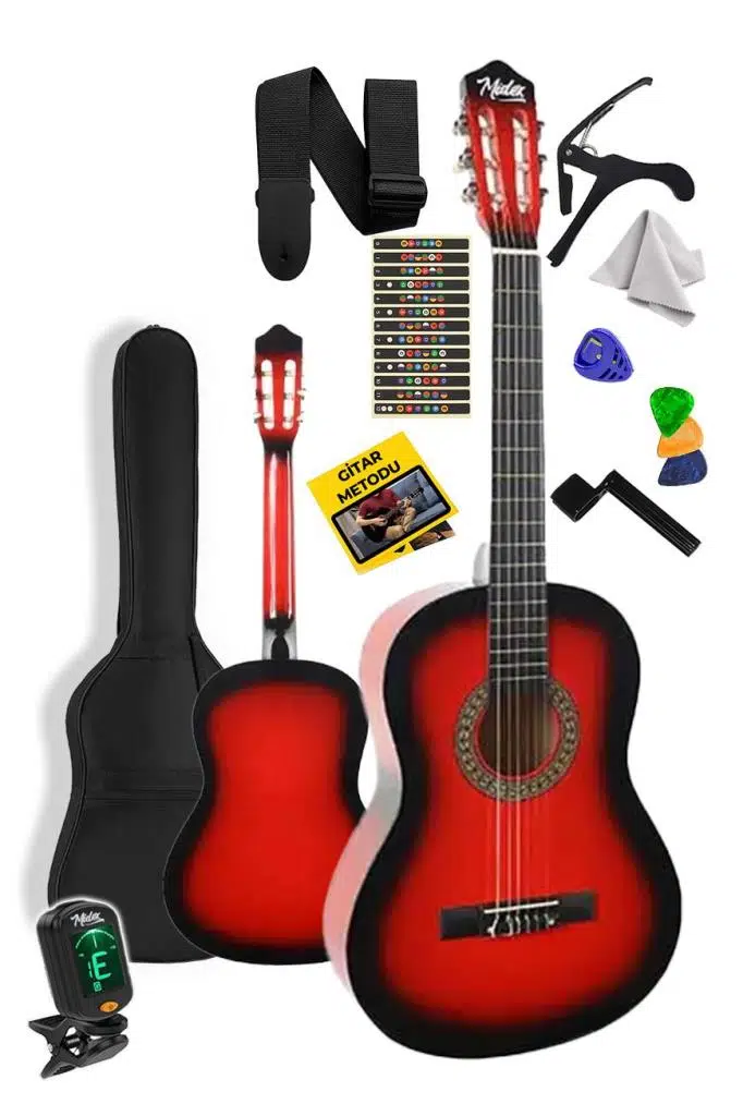 Midex CG-34RD-PAK Kaliteli 34 İnç 1/2 Juniur Çocuk Gitarı Seti 4-8 Yaş Arası (Tuner Çanta Capo Askı Nota Sticker Pena Metod) Midex CG-34RD-PAK Kaliteli 34 İnç 1/2 Juniur Çocuk Gitarı Seti 4-8 Yaş Arası (Tuner Çanta Capo Askı Nota Sticker Pena Metod)