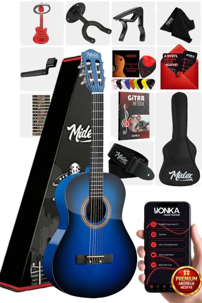 Midex CG-36BL-PAK Kaliteli 36 İnç 3/4 Juniur Çocuk Gitarı 8-12 Yaş Arası (Çanta Capo Askı Nota Sticker Pena Metod) Midex CG-36BL-PAK Kaliteli 36 İnç 3/4 Juniur Çocuk Gitarı 8-12 Yaş Arası (Çanta Capo Askı Nota Sticker Pena Metod)