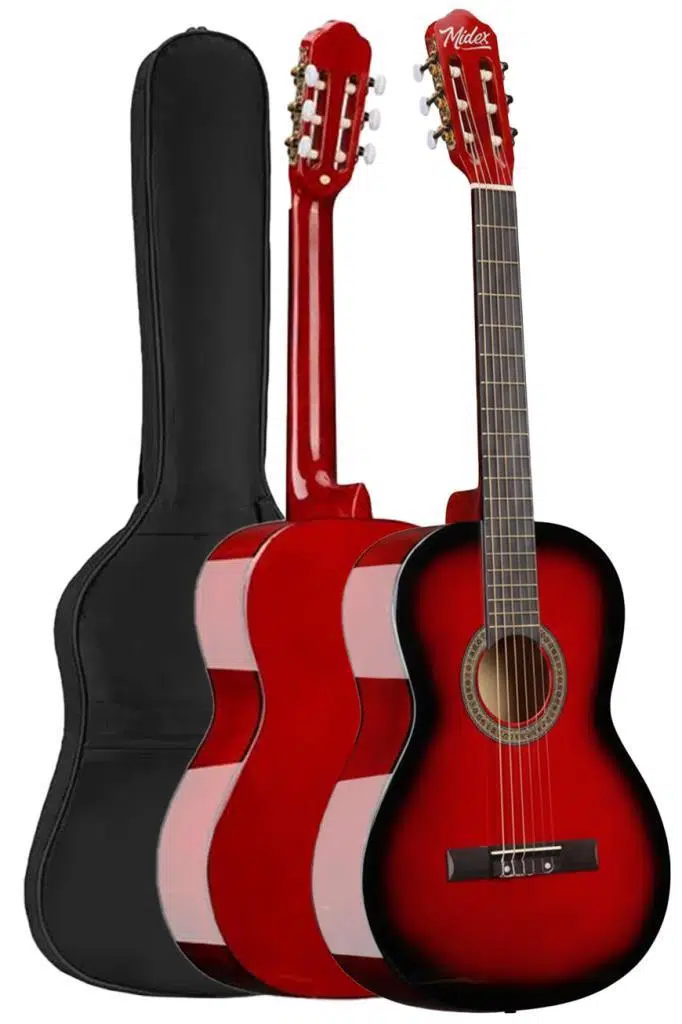 Midex CG-36RD-PAK Kaliteli 36 İnç 3/4 Juniur Çocuk Gitarı 8-12 Yaş Arası (Çanta Capo Askı Nota Sticker Pena Metod)