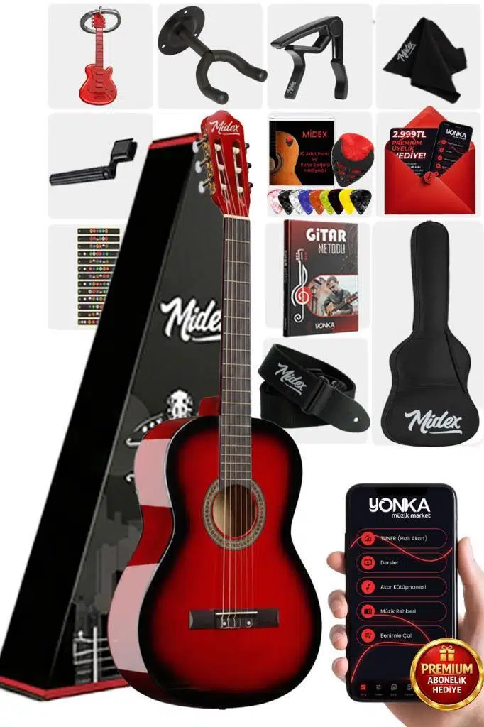 Midex CG-36RD-PAK Kaliteli 36 İnç 3/4 Juniur Çocuk Gitarı 8-12 Yaş Arası (Çanta Capo Askı Nota Sticker Pena Metod) Midex CG-36RD-PAK Kaliteli 36 İnç 3/4 Juniur Çocuk Gitarı 8-12 Yaş Arası (Çanta Capo Askı Nota Sticker Pena Metod)