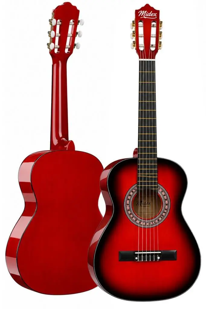 Midex CG-36RD-PAK Kaliteli 36 İnç 3/4 Juniur Çocuk Gitarı 8-12 Yaş Arası (Çanta Capo Askı Nota Sticker Pena Metod)