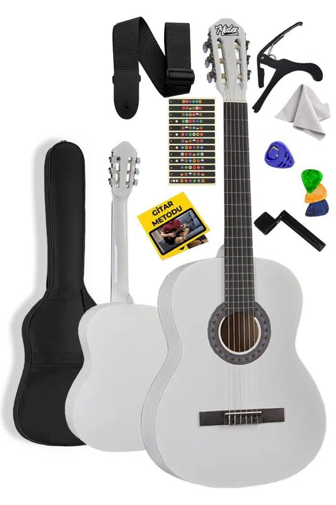 Midex CG-36WH Kaliteli 36 İnç 3/4 Juniur Çocuk Gitarı 8-12 Yaş Arası (Çanta Askı Capo Nota Sticker Pena Metod) Midex CG-36WH Kaliteli 36 İnç 3/4 Juniur Çocuk Gitarı 8-12 Yaş Arası (Çanta Askı Capo Nota Sticker Pena Metod)