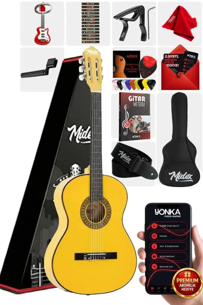 Midex CG-36YLW Kaliteli 36 İnç 3/4 Junior Çocuk Gitarı 8-12 Yaş Arası