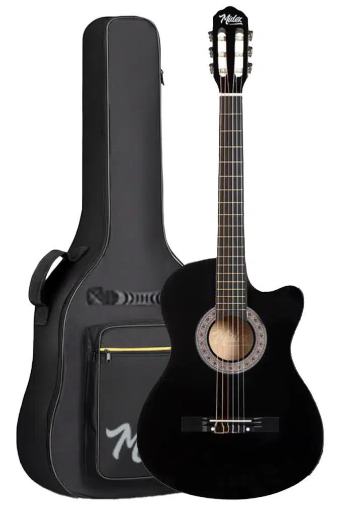 Midex CG-390BK-XBAG Siyah Klasik Gitar 4/4 Sap Ayarlı Kesik Kasa Full Set (Çanta Askı Capo Metod Pena)