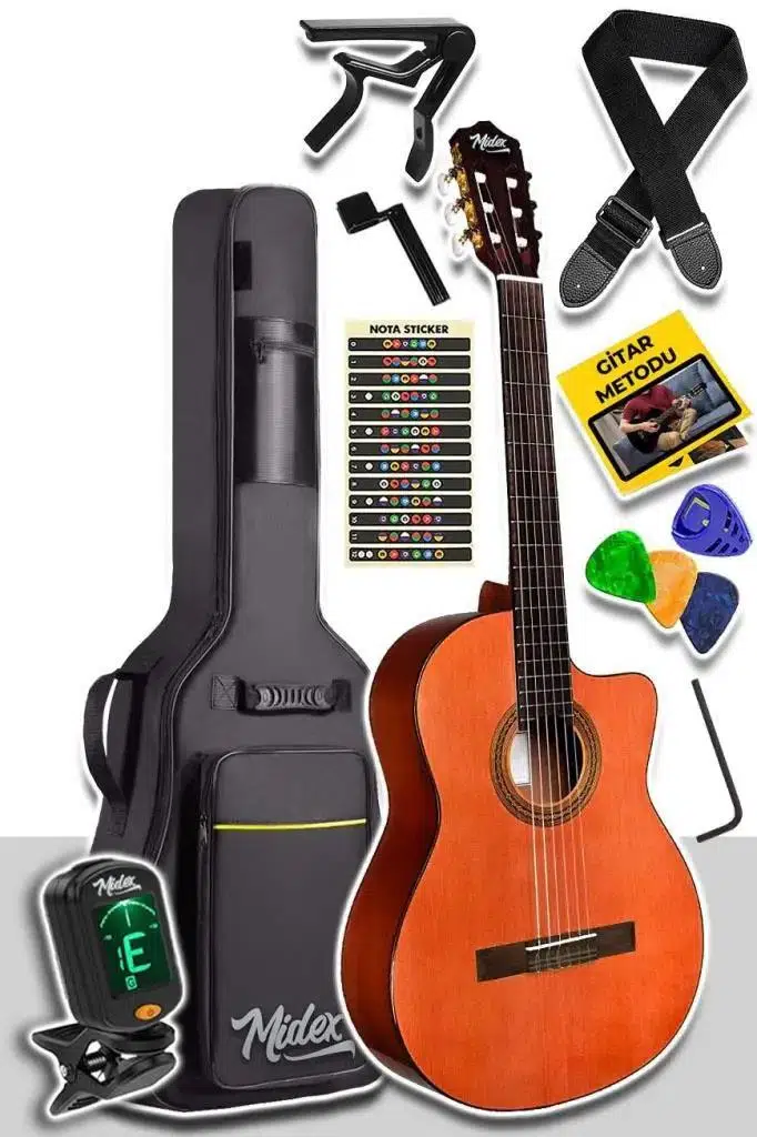 Midex CG-390M-XBAG Klasik Gitar 4/4 Sap Ayarlı Kesik Kasa (Çanta Askı Capo Metod Pena) Midex CG-390M-XBAG Klasik Gitar 4/4 Sap Ayarlı Kesik Kasa (Çanta Askı Capo Metod Pena)