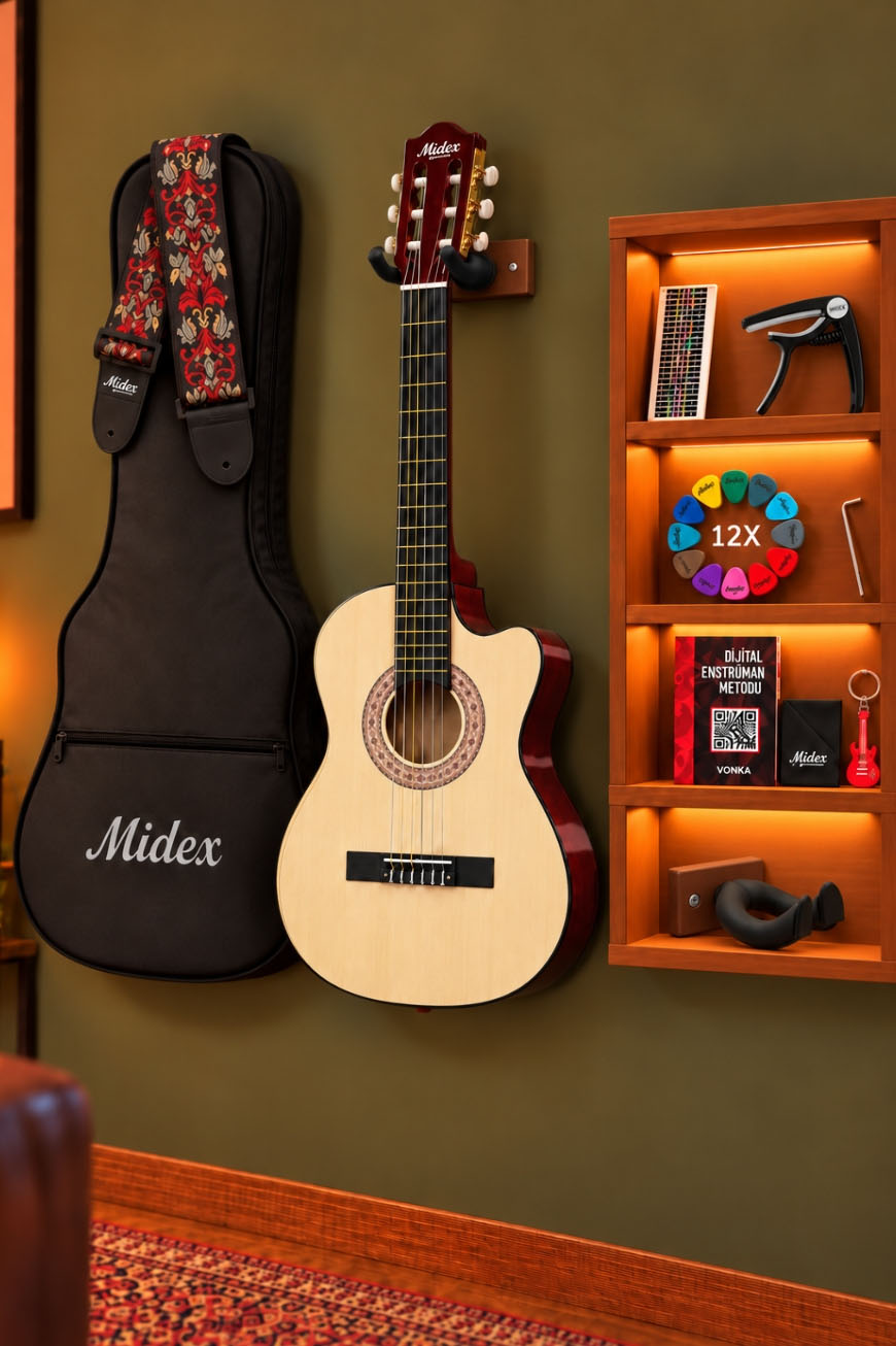 Midex CG-390NT-XBAG Klasik Gitar 4/4 Sap Ayarlı Kesik Kasa (BASIC)