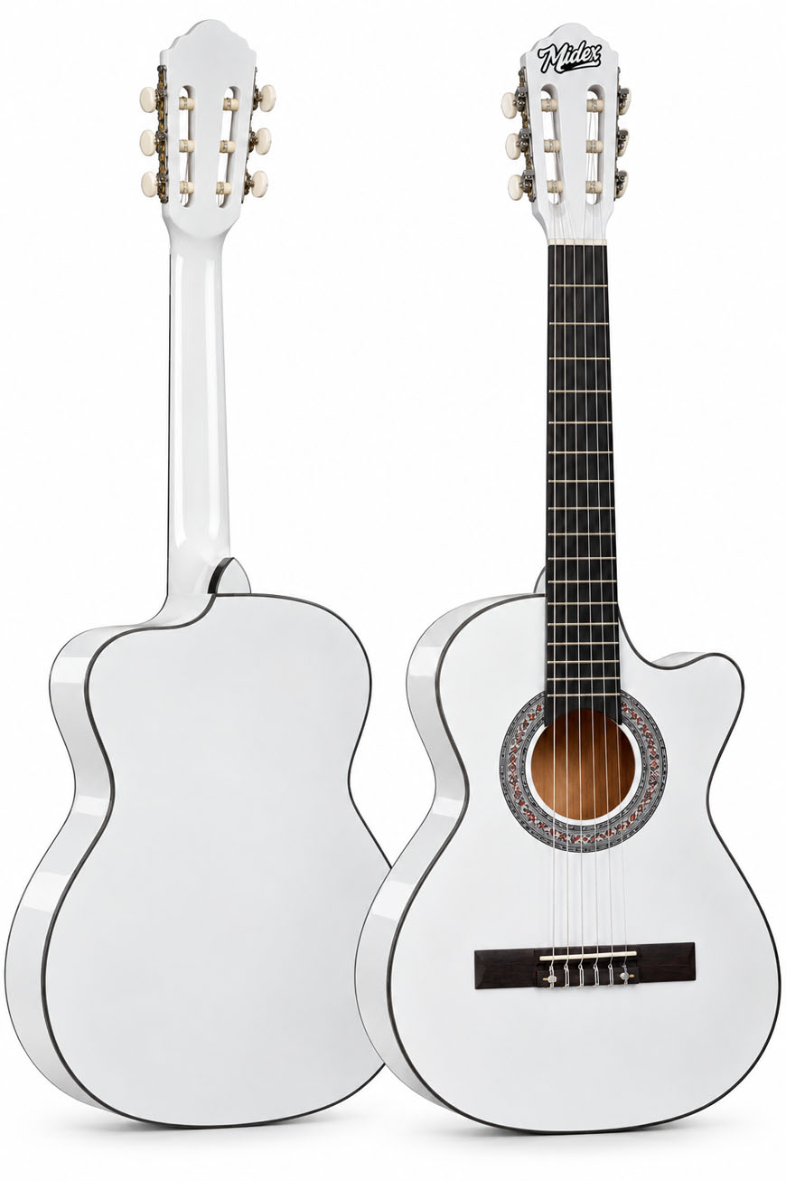 Midex CG-390WH-XBAG Beyaz Renk Klasik Gitar 4/4 Sap Ayarlı Kesik Kasa (Full Set)