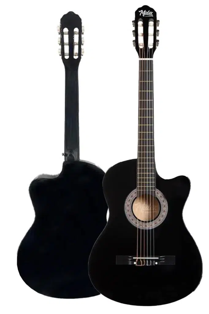 Midex CG-395BK Siyah Klasik Gitar 4/4 Sap Ayarlı Kesik Kasa Full Set (Çanta Askı Tuner Metod Pena)