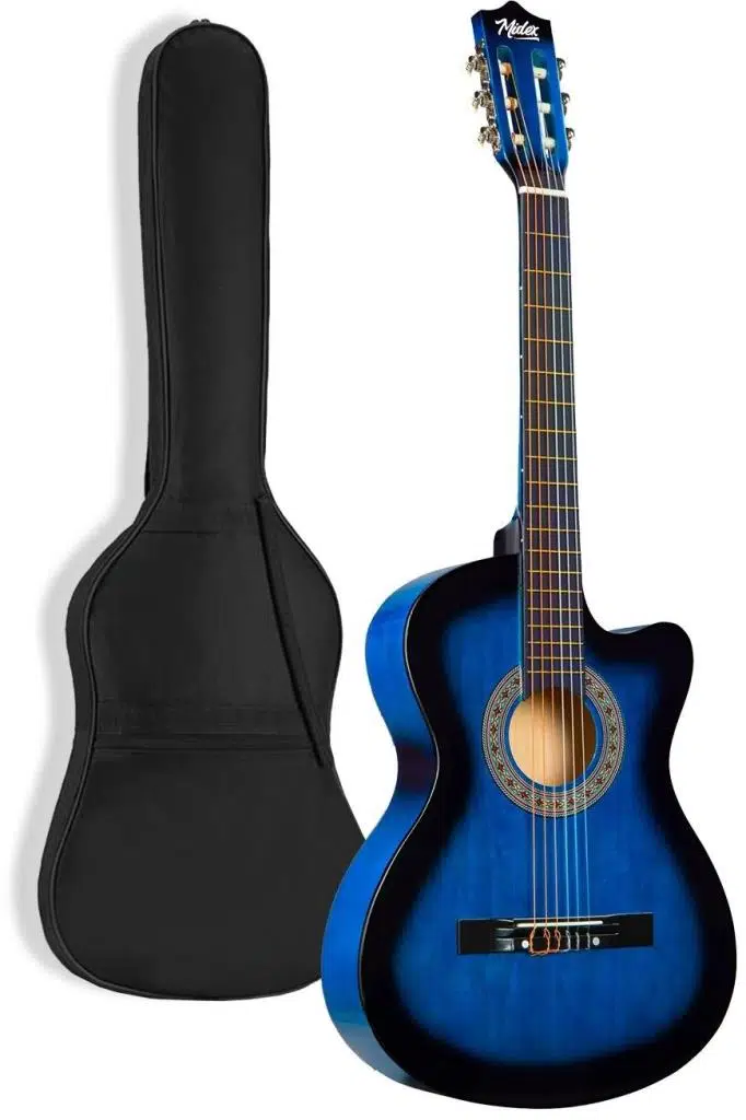 Midex CG-395BL Mavi Renk Kesik Klasik Gitar 4/4 Yetişkin Boy Sap Ayarlı Full Set