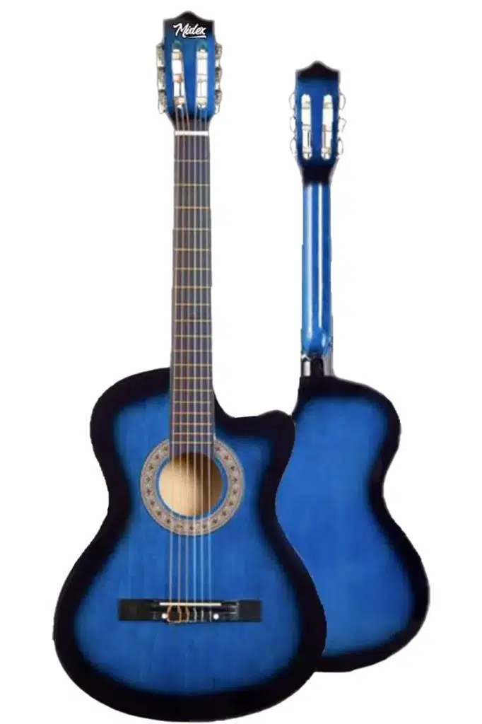 Midex CG-395BL Mavi Renk Kesik Klasik Gitar 4/4 Yetişkin Boy Sap Ayarlı Full Set