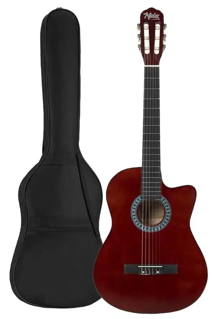 Midex CG-395BR Kahve Renk Kesik Klasik Gitar 4/4 Yetişkin Boy Sap Ayarlı Full Set