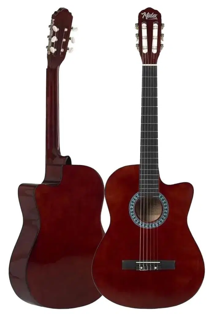 Midex CG-395BR Kahve Renk Kesik Klasik Gitar 4/4 Yetişkin Boy Sap Ayarlı Full Set