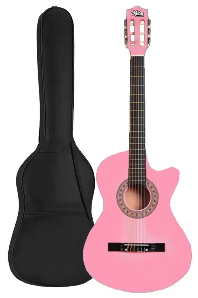 Midex CG-395PK Pembe Renk Kesik Klasik Gitar 4/4 Yetişkin Boy Sap Ayarlı Full Set