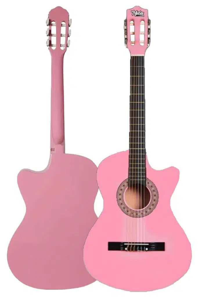 Midex CG-395PK Pembe Renk Kesik Klasik Gitar 4/4 Yetişkin Boy Sap Ayarlı Full Set